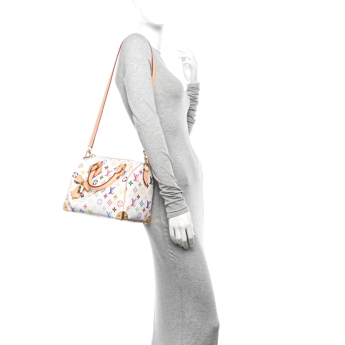 LV X TM Monogram Multicolor Speedy Bandouliere 25 White