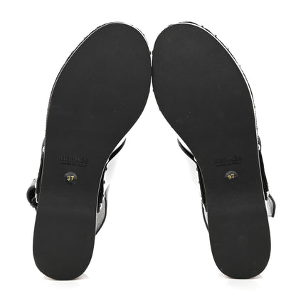 Hermes Toscan Calfskin Hermione Mules 37 Black 5 of 8