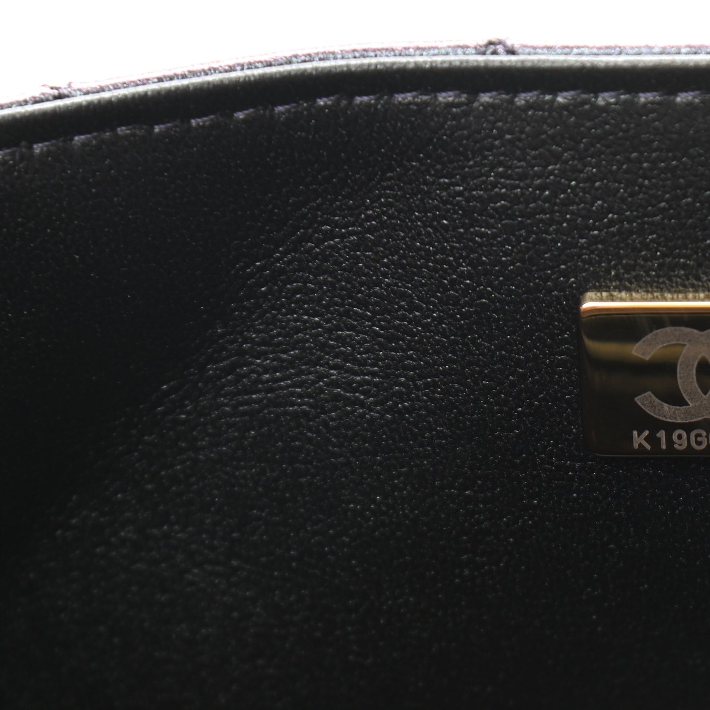 Iridescent Lambskin Quilted Mini Rectangular Flap Black