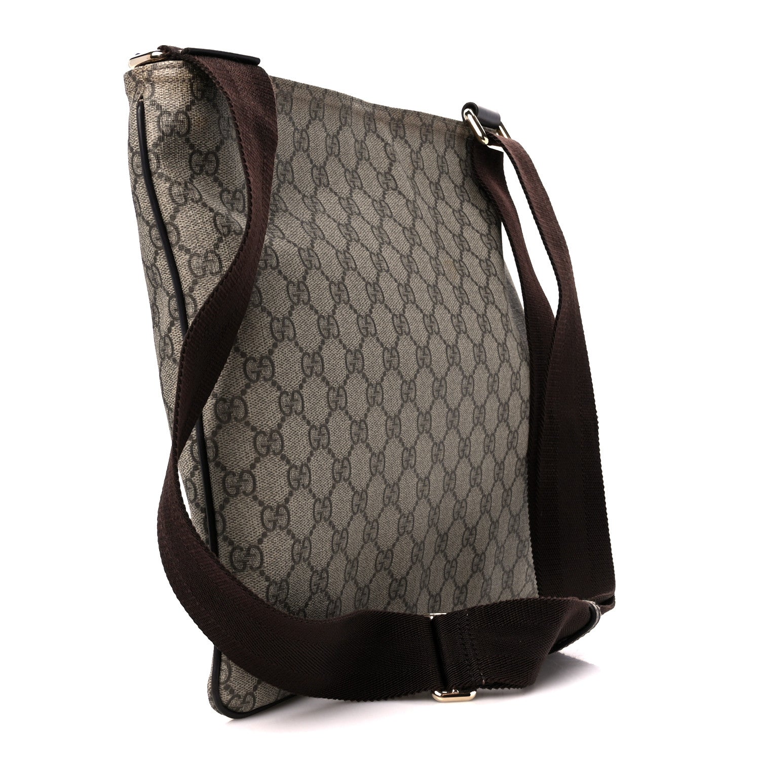 Gucci GG Supreme Monogram Medium Flat Messenger Bag Dark Brown 3 of 10