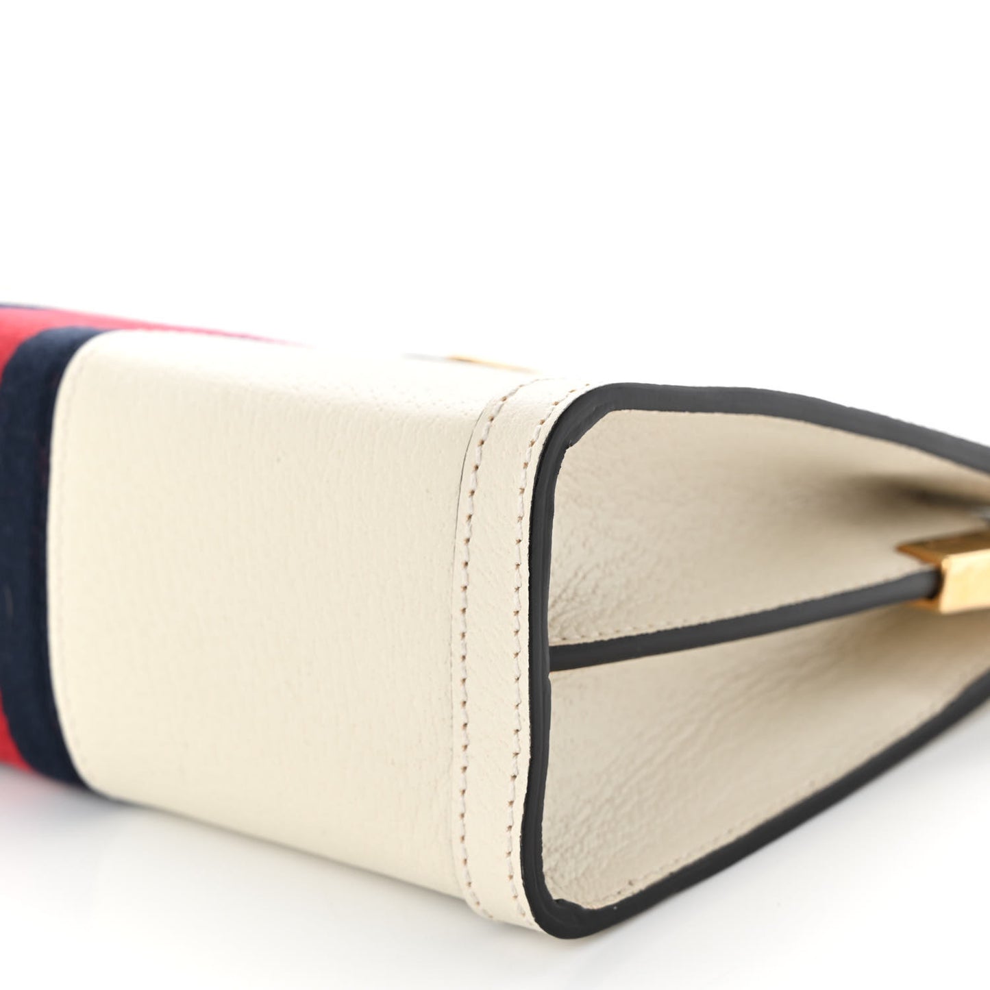 Textured Calfskin Web Small Ophidia Chain Shoulder Bag Mystic White