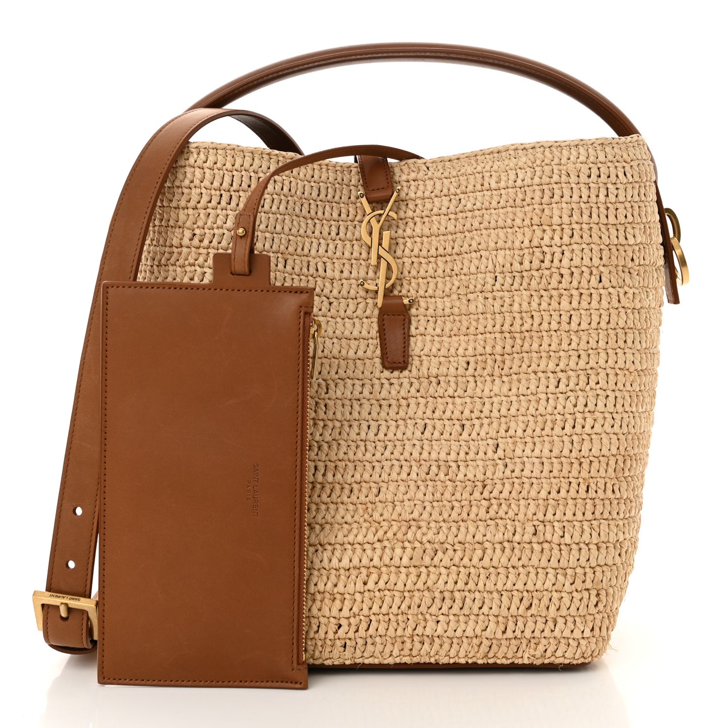 Raffia Vegetable Tanned Calfskin Le 37 Bucket Bag Natural Brick
