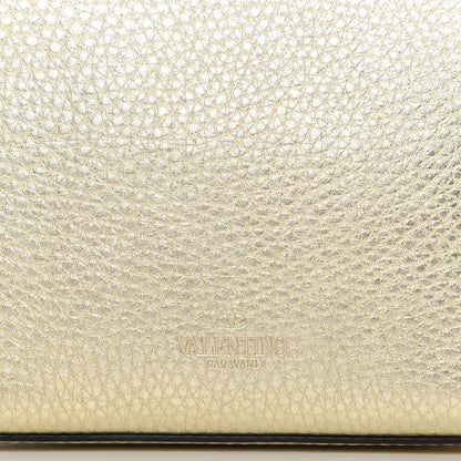 Valentino Garavani Metallic Pebbled Calfskin Medium Rockstud Flip Lock Crossbody Bag Platino 10 of 10