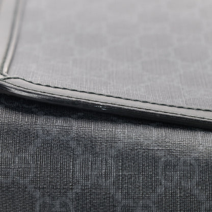 Gucci GG Supreme Monogram Web Flap Messenger Bag Black Grey 15 of 16