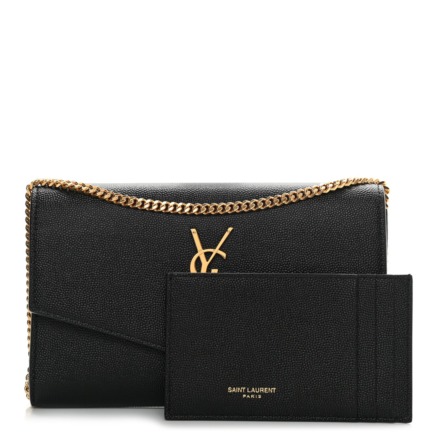 Saint Laurent Grain De Poudre Uptown Chain Wallet Black 1 of 11