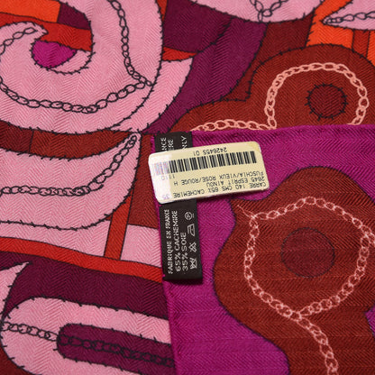 Hermes Cashmere Silk Esprit Ainou Shawl 140 Fuschia Vieux Rose Rouge H 6 of 6