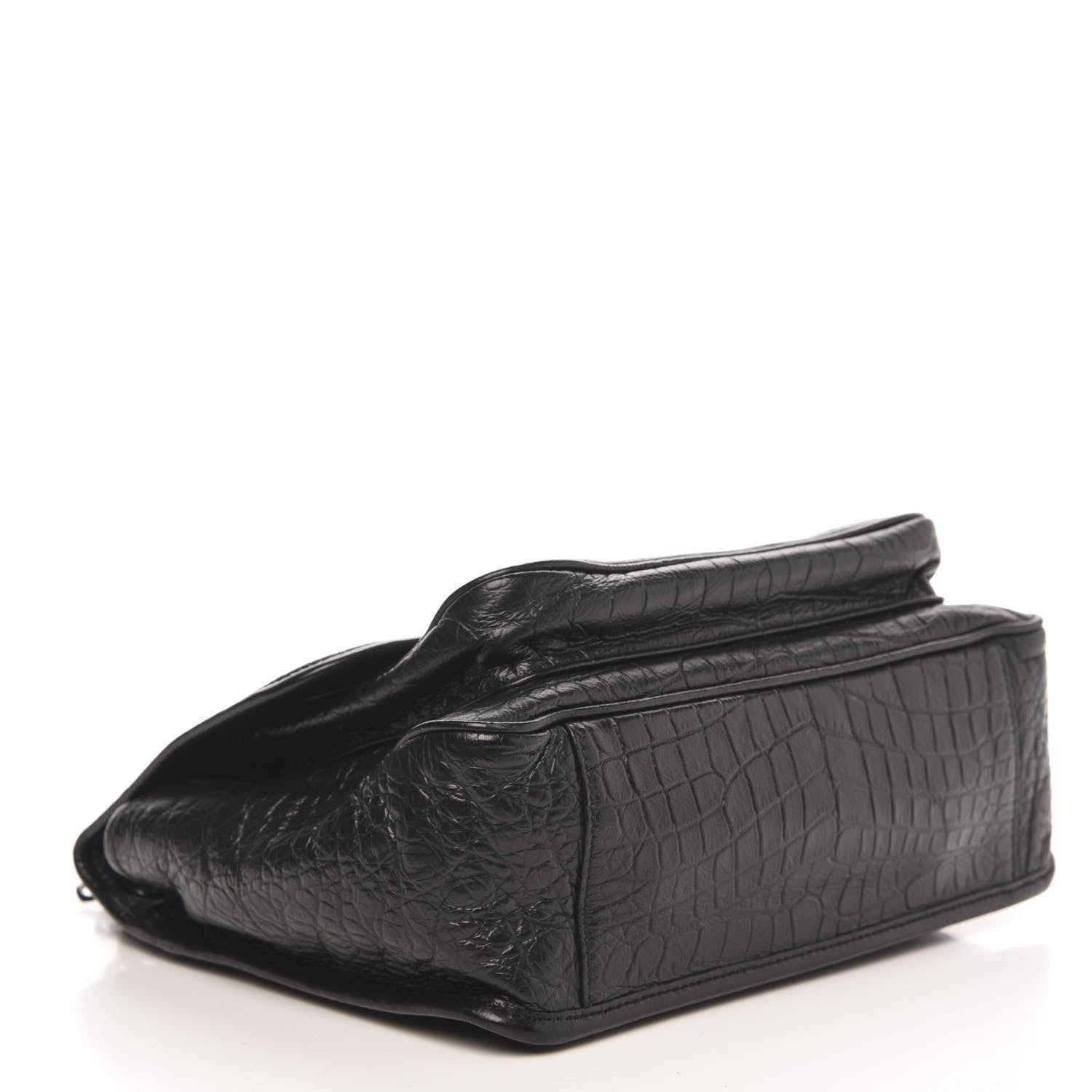 Saint Laurent Crocodile Embossed Lambskin Monogram Medium Niki Chain Satchel Black 4 of 10