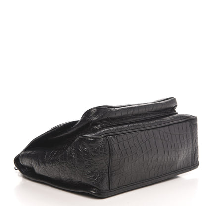 Saint Laurent Crocodile Embossed Lambskin Monogram Medium Niki Chain Satchel Black 4 of 10