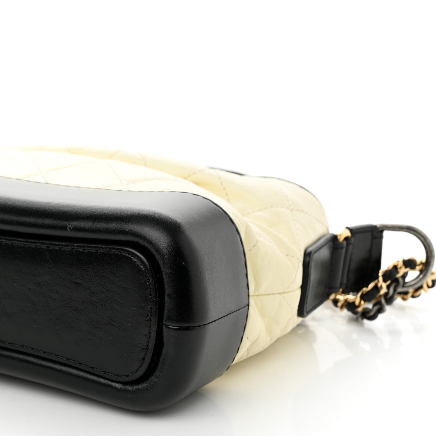 Chanel Aged Calfskin Quilted Small Gabrielle Hobo Black White 10 of 10