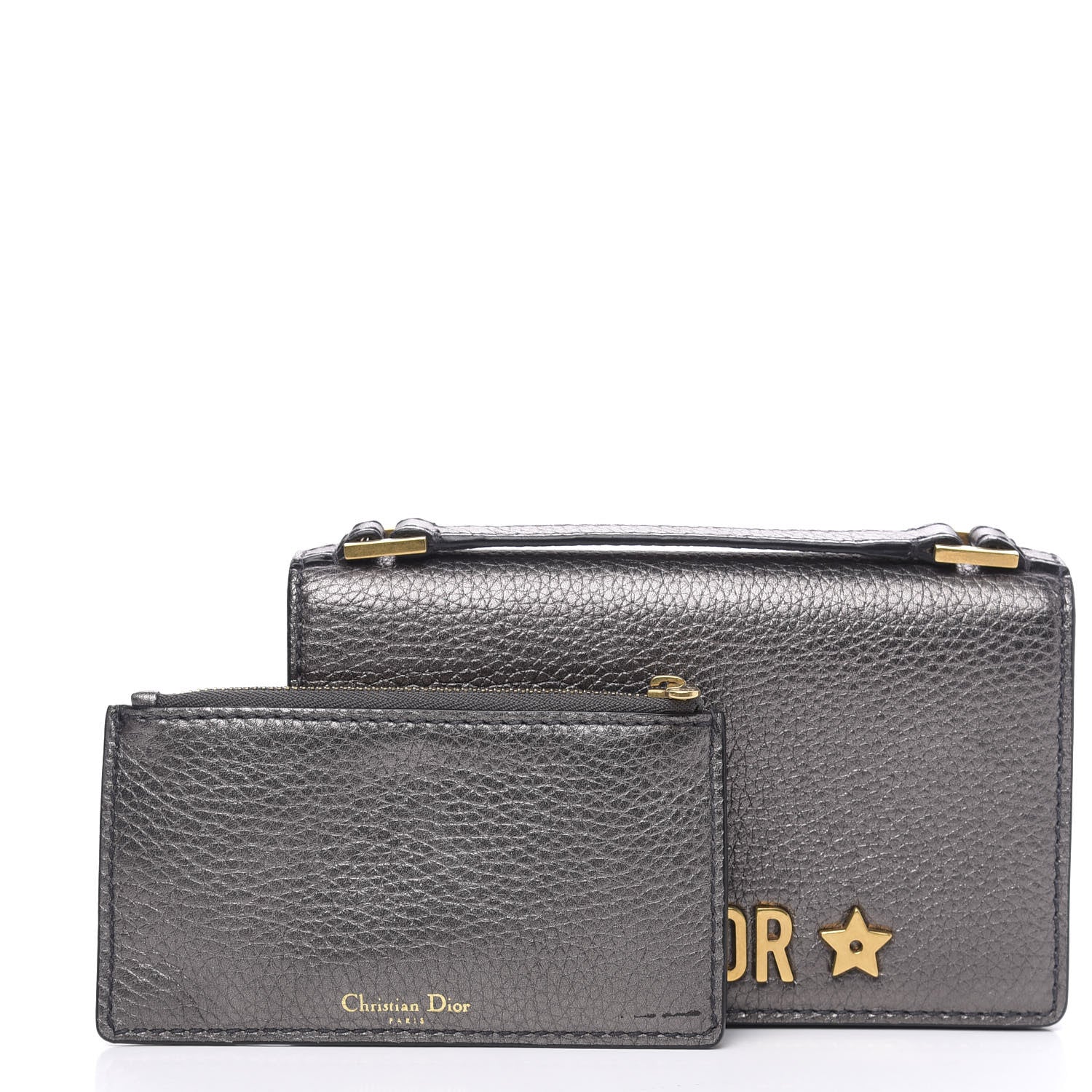 Christian Dior Metallic Grained Calfskin J'adior Clutch Gunmetal 3 of 10