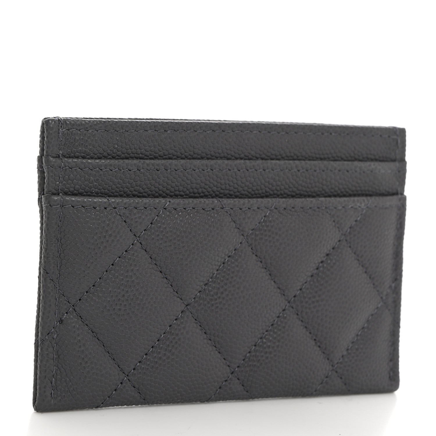 Chanel Shiny Caviar Enamel Quilted CC Flap Card Holder Grey 3 of 9