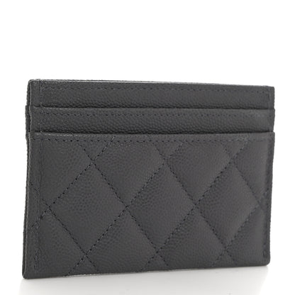 Chanel Shiny Caviar Enamel Quilted CC Flap Card Holder Grey 3 of 9