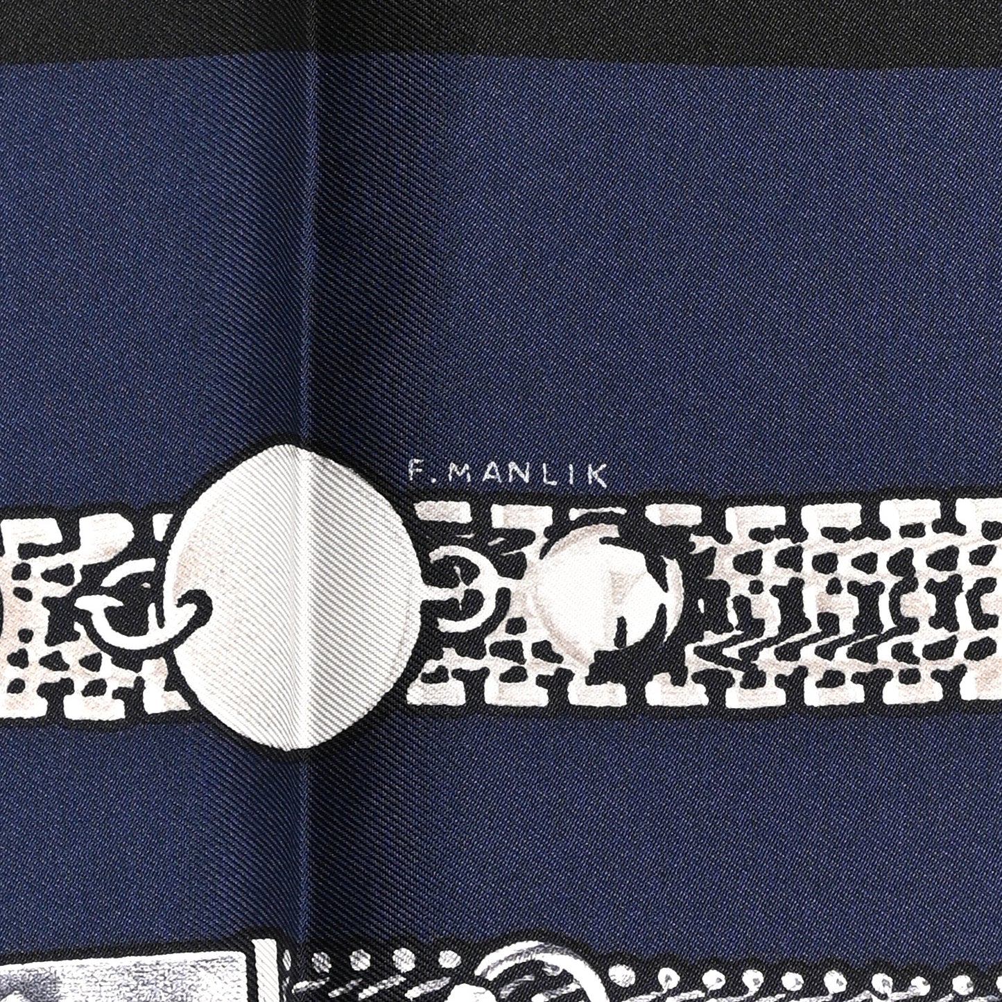 Silk Le Tresor De Medor Scarf 90 Black Bleu Marine Gris