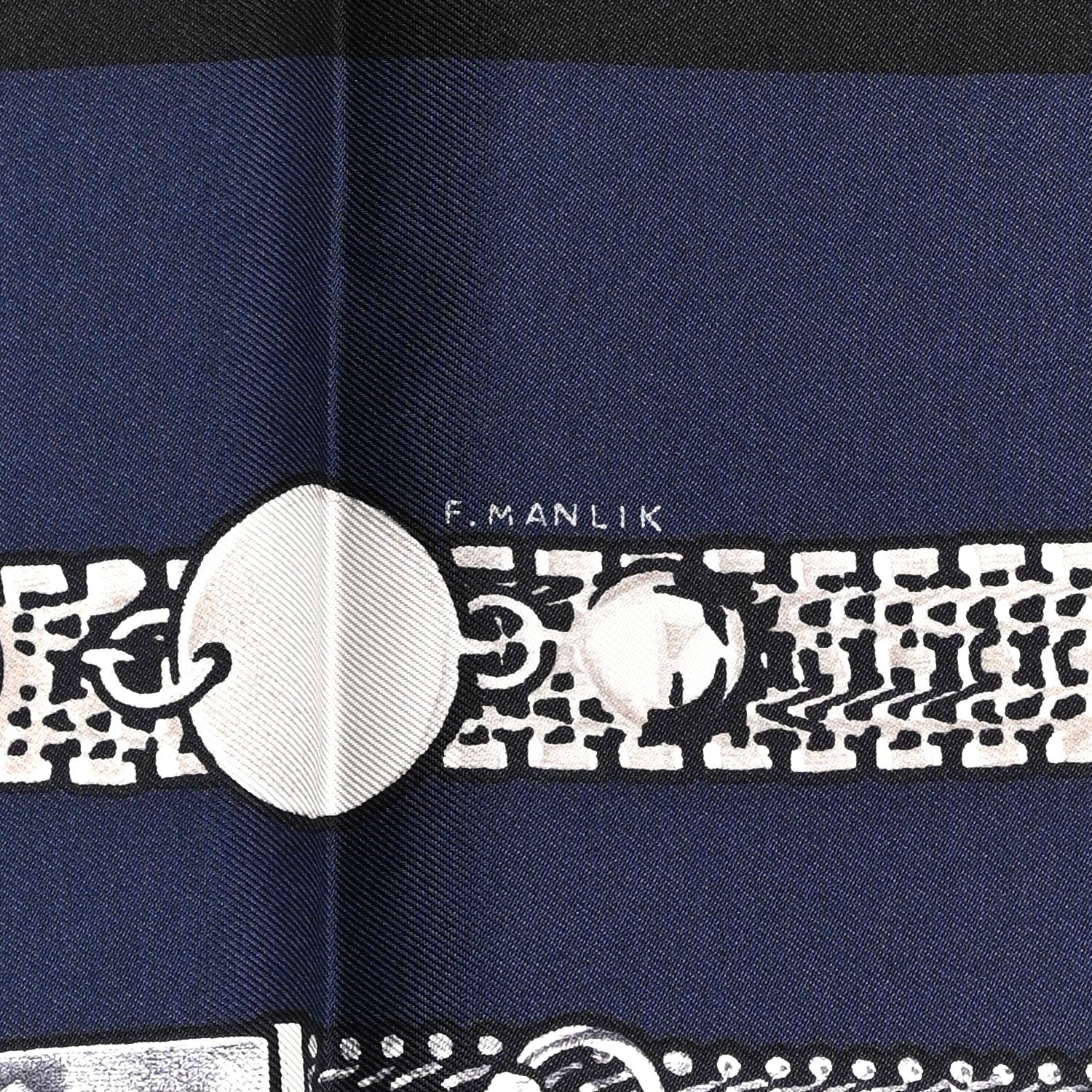 Hermes Silk Le Tresor De Medor Scarf 90 Black Bleu Marine Gris 6 of 6