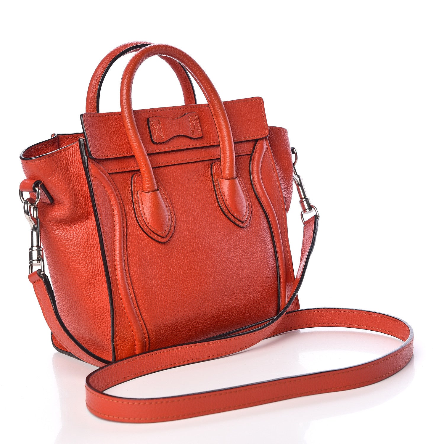 Celine Smooth Calfskin Nano Luggage Vermillion 3 of 11