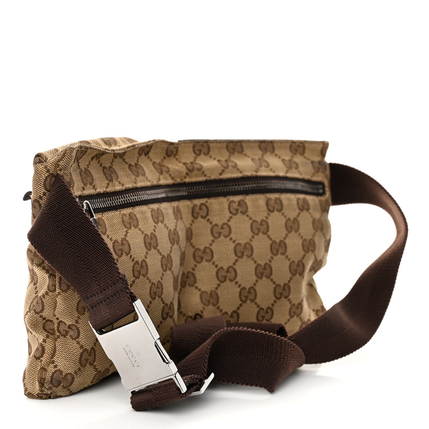 Gucci GG Monogram Double Pocket Belt Bag Dark Brown 2 of 12