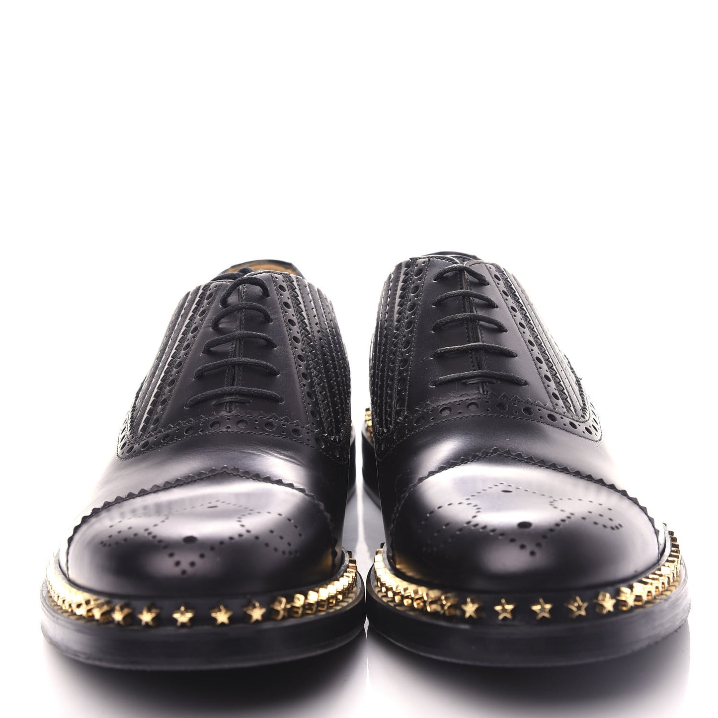 Calfskin Mens Star Studded Lace Up Oxfords 9 Black
