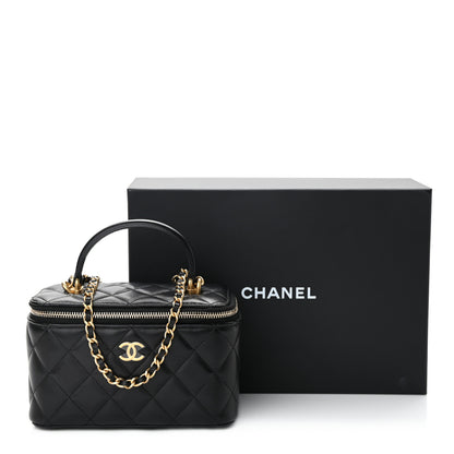 Chanel Lambskin Quilted Small Top Handle Vanity Case With Chain Black 11 of 11