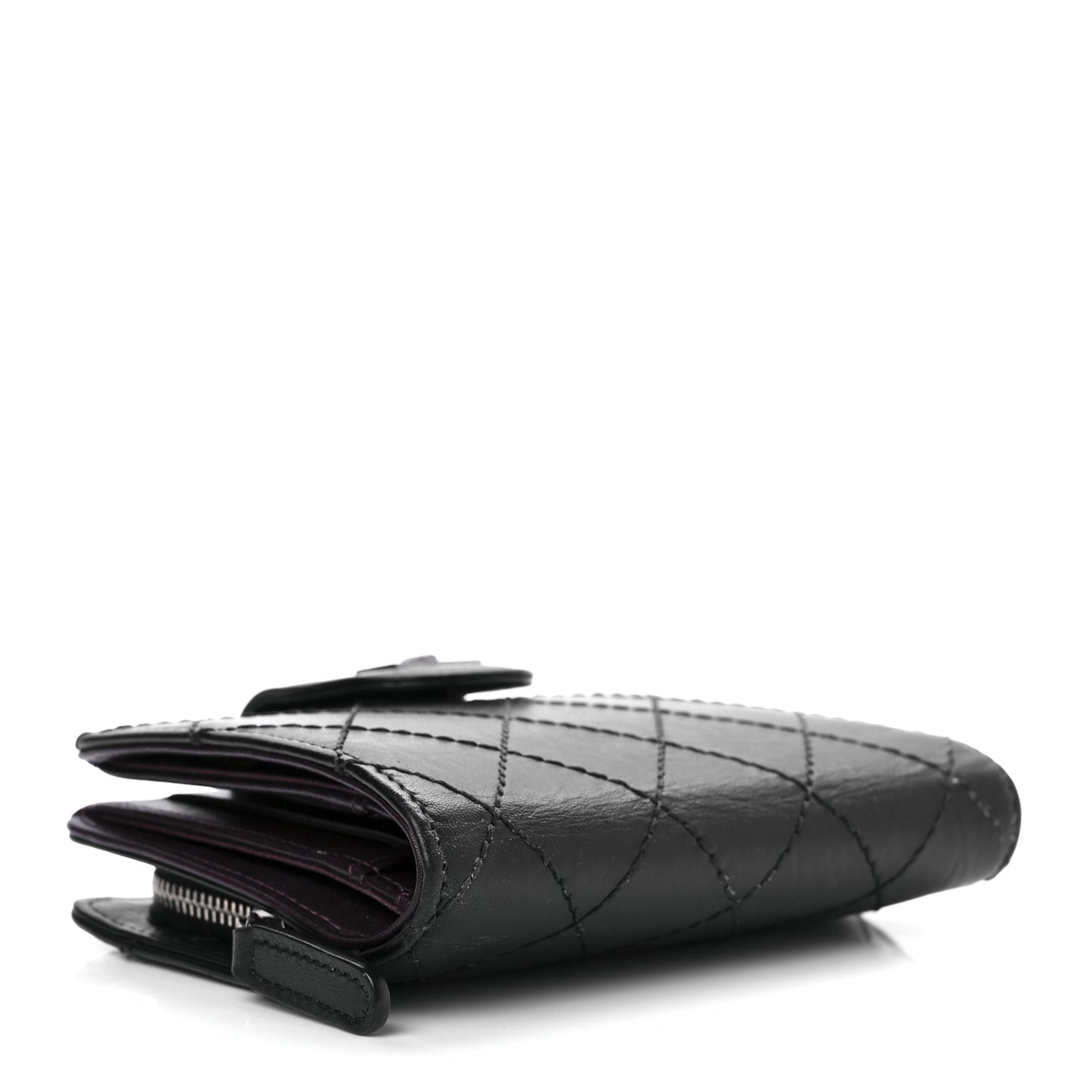 Aged Lambskin Quilted Reissue French Wallet Black