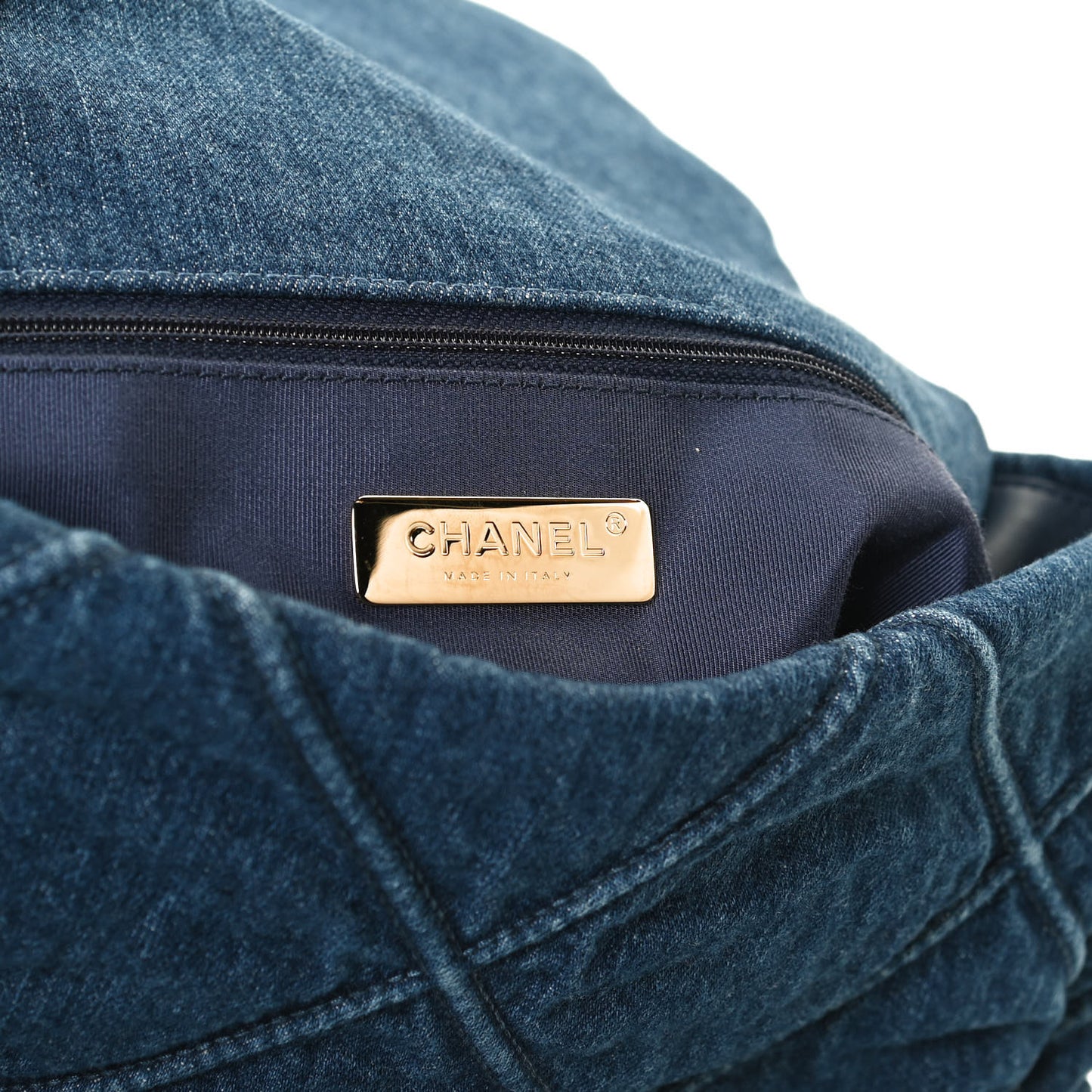 Denim Quilted Large Chanel 19 Flap Blue