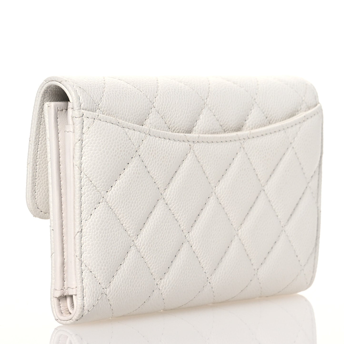 Caviar Quilted Medium Flap Wallet White