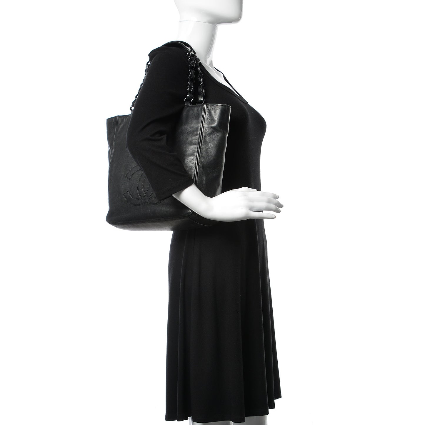 Lambskin Chain Small CC Tote Black