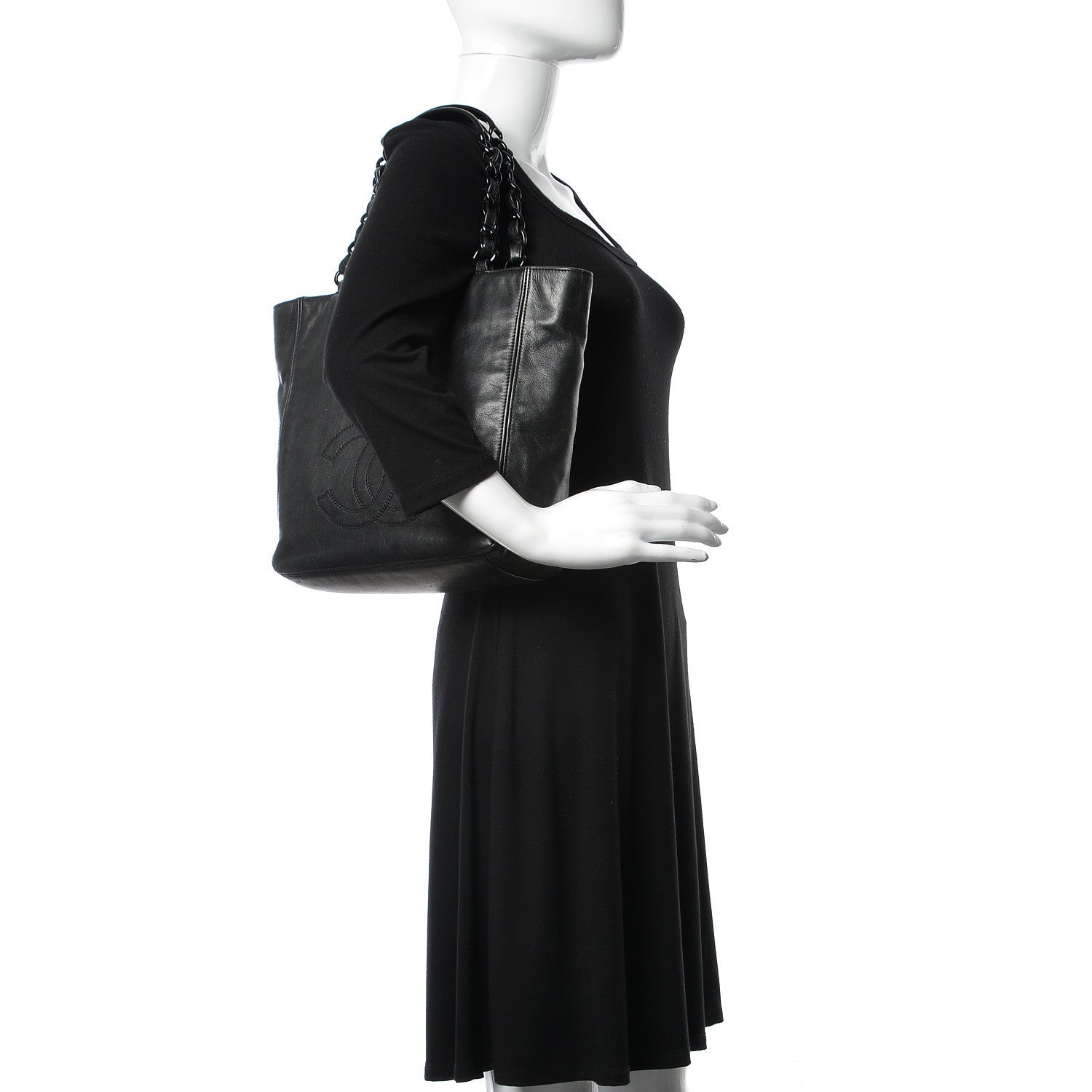 Chanel Lambskin Chain Small CC Tote Black 2 of 9