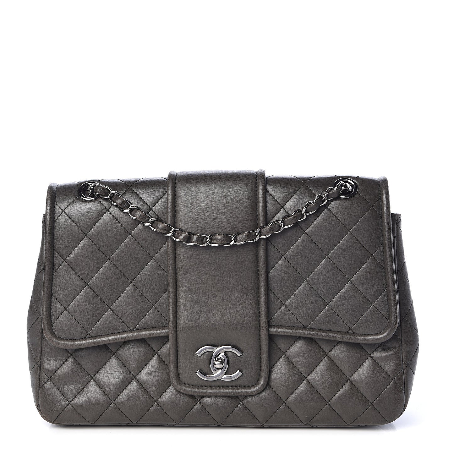 Lambskin Quilted Elementary Chic Flap Grey