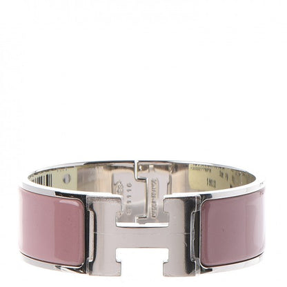 Hermes Enamel Wide Clic Clac H Bracelet PM Bois De Rose 1 of 5