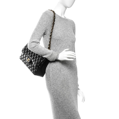 Chanel Lambskin Quilted Jumbo Double Flap Black 2 of 7