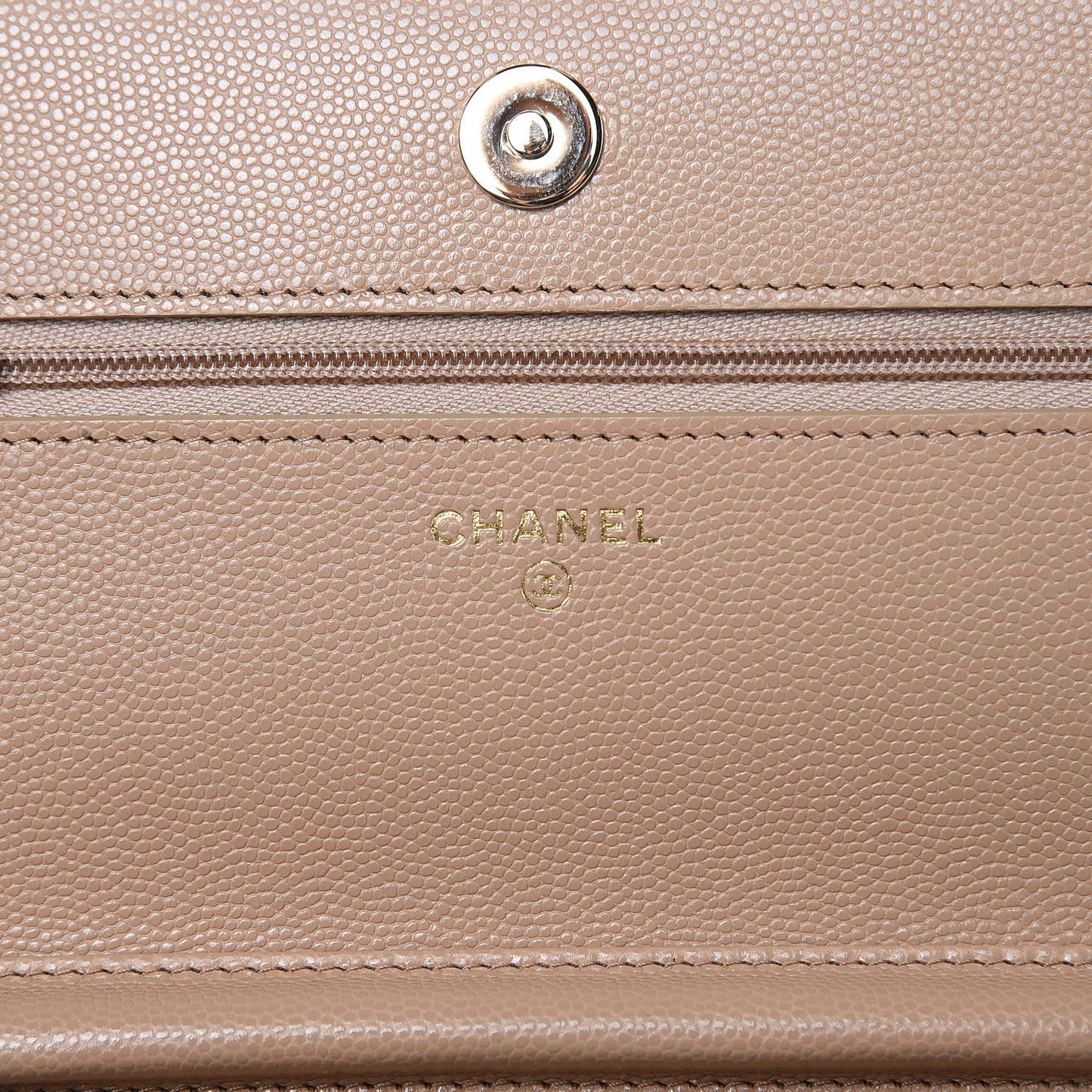 Caviar Quilted Wallet On Chain WOC Beige