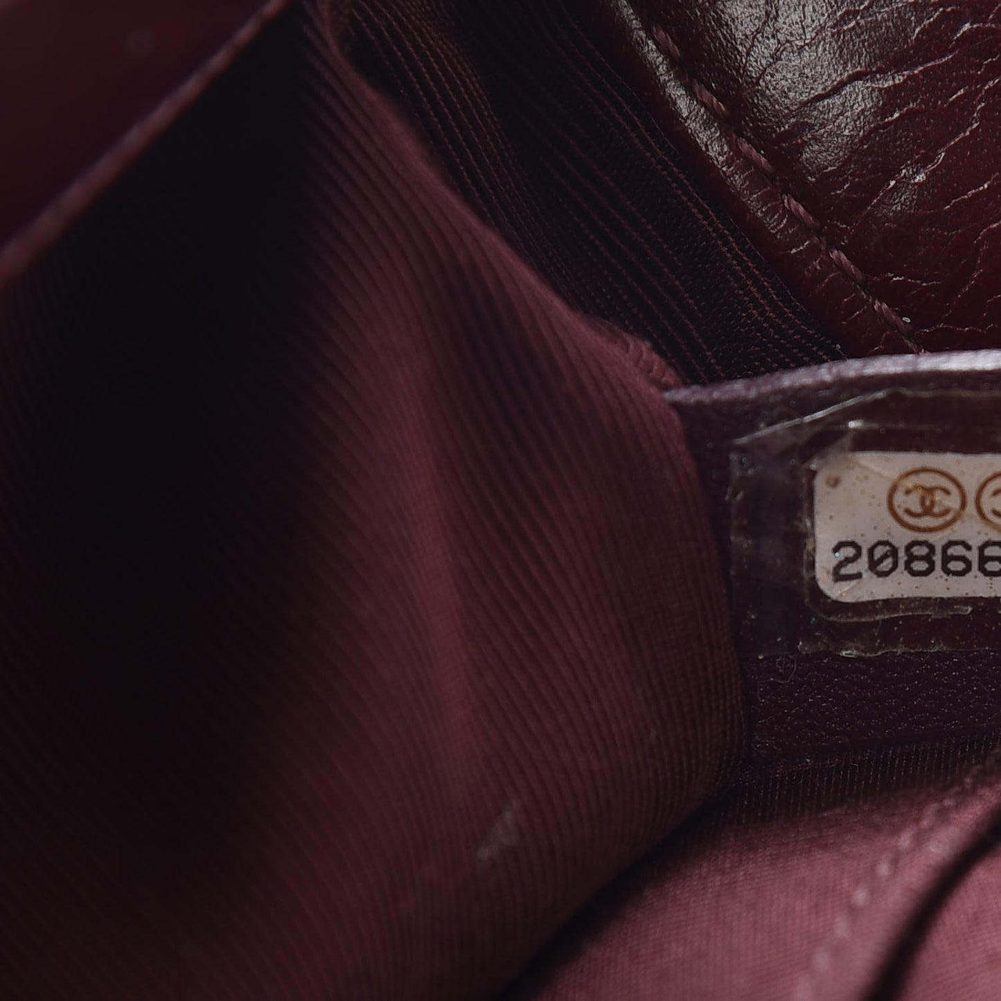 Glazed Calfskin Quilted Small Boy Chained Flap Burgundy