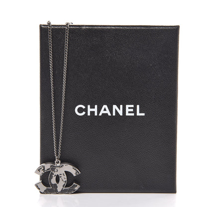 Chanel Ruthenium Globe CC Pendant Necklace Dark Silver 6 of 6