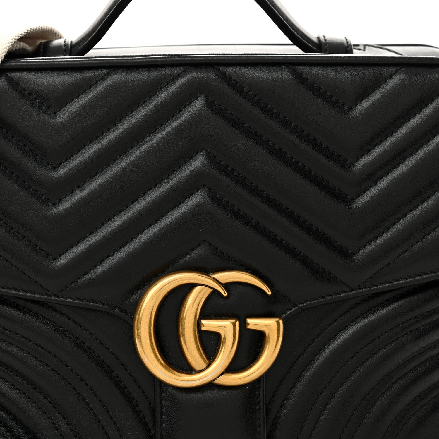 Gucci Calfskin Matelasse Sylvie Web Small GG Marmont Top Handle Shoulder Bag Black 8 of 14