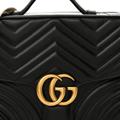 Gucci Calfskin Matelasse Sylvie Web Small GG Marmont Top Handle Shoulder Bag Black 8 of 14