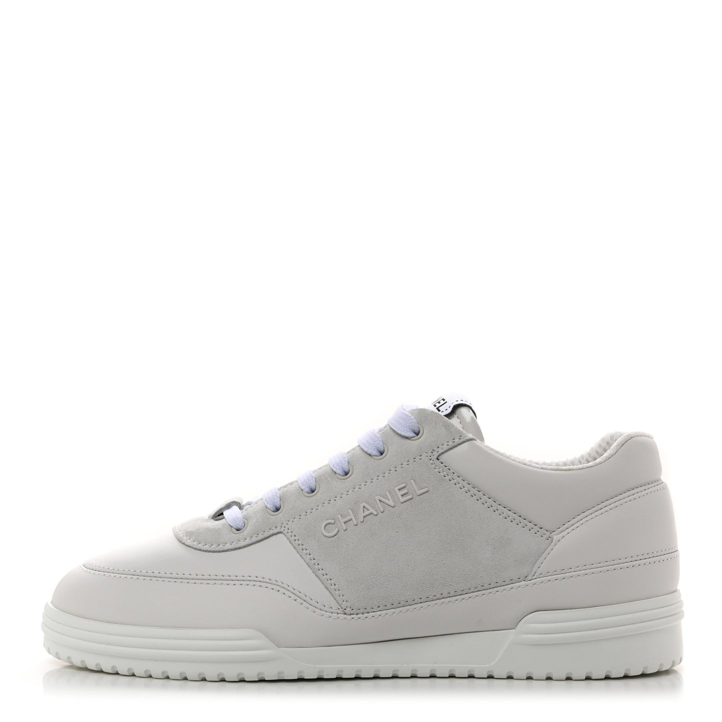Calfskin Suede Coco Mark Logo Womens Sneakers 38 White