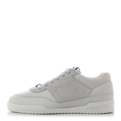 Chanel Calfskin Suede Coco Mark Logo Womens Sneakers 38 White 1 of 9