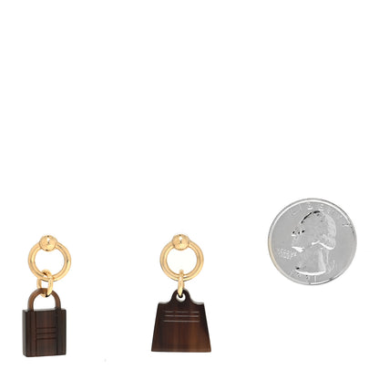 Hermes Permabrass Buffalo Horn Wood Amulette Kelly Bag Earrings 2 of 5