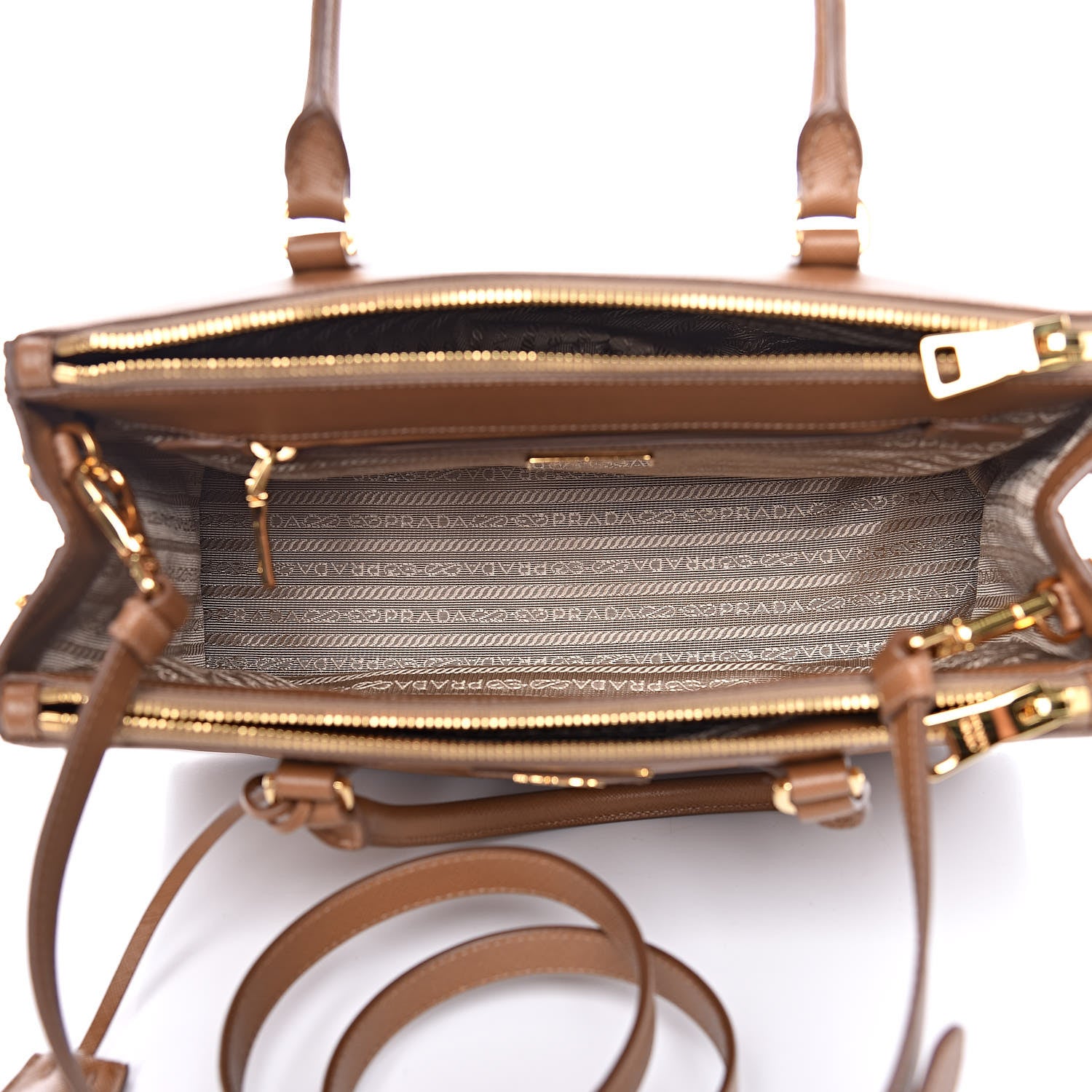 Prada Saffiano Small Galleria Double Zip Tote Caramel 5 of 9