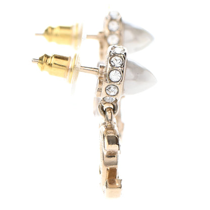 Chanel Pearl Crystal CC Drop Earrings Gold 5 of 5