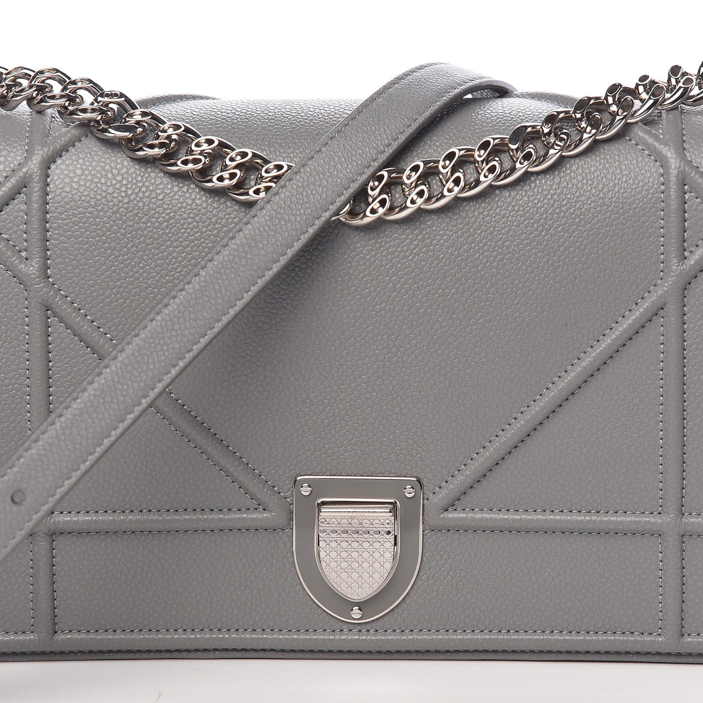 Grained Calfskin Medium Diorama Flap Bag Gris