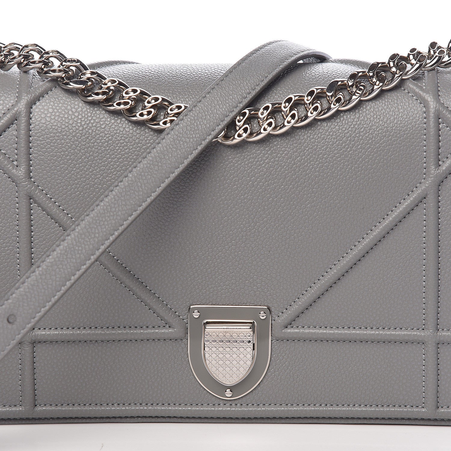Christian Dior Grained Calfskin Medium Diorama Flap Bag Gris 11 of 11