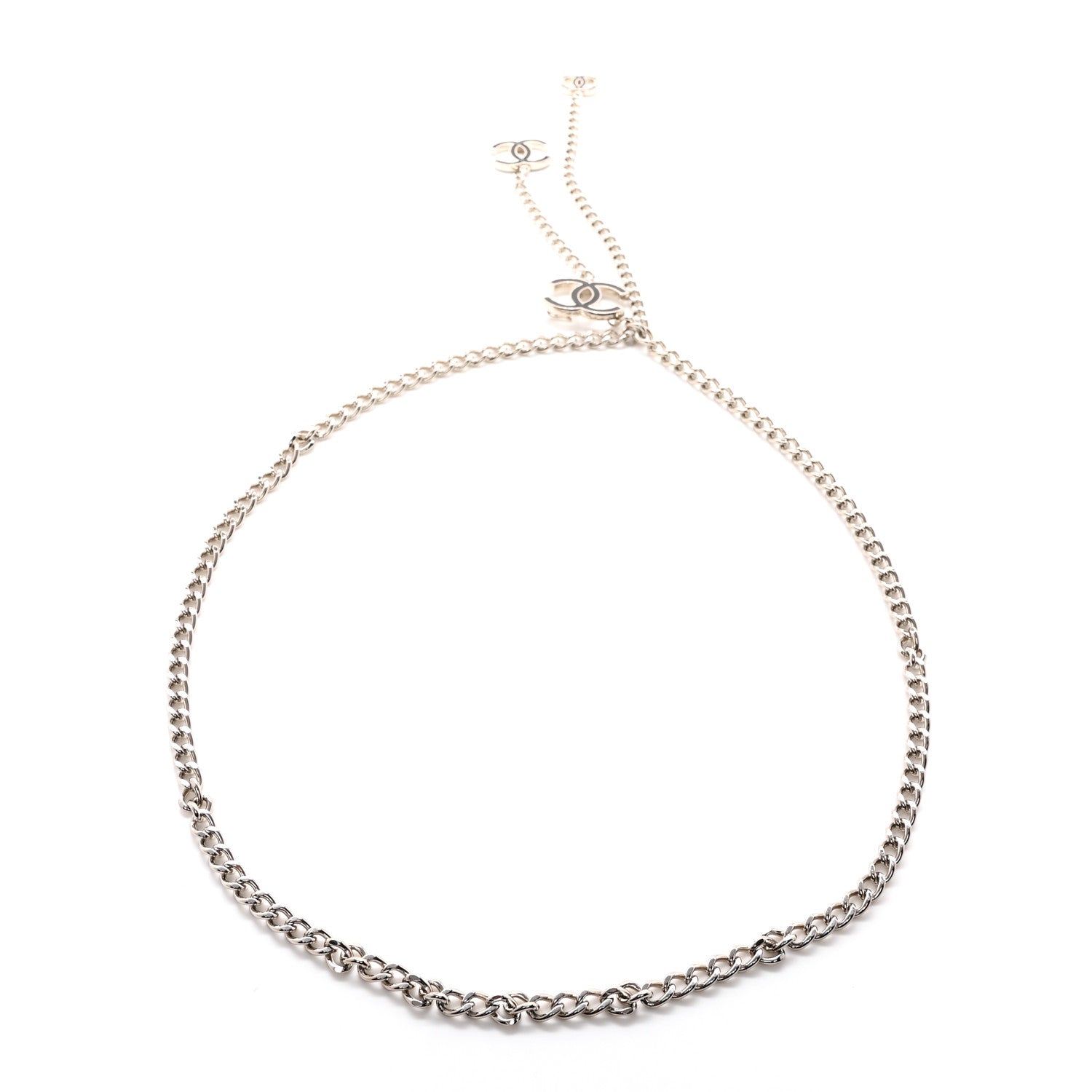 Chanel Enamel CC Chain Logo Belt Silver Black 2 of 4