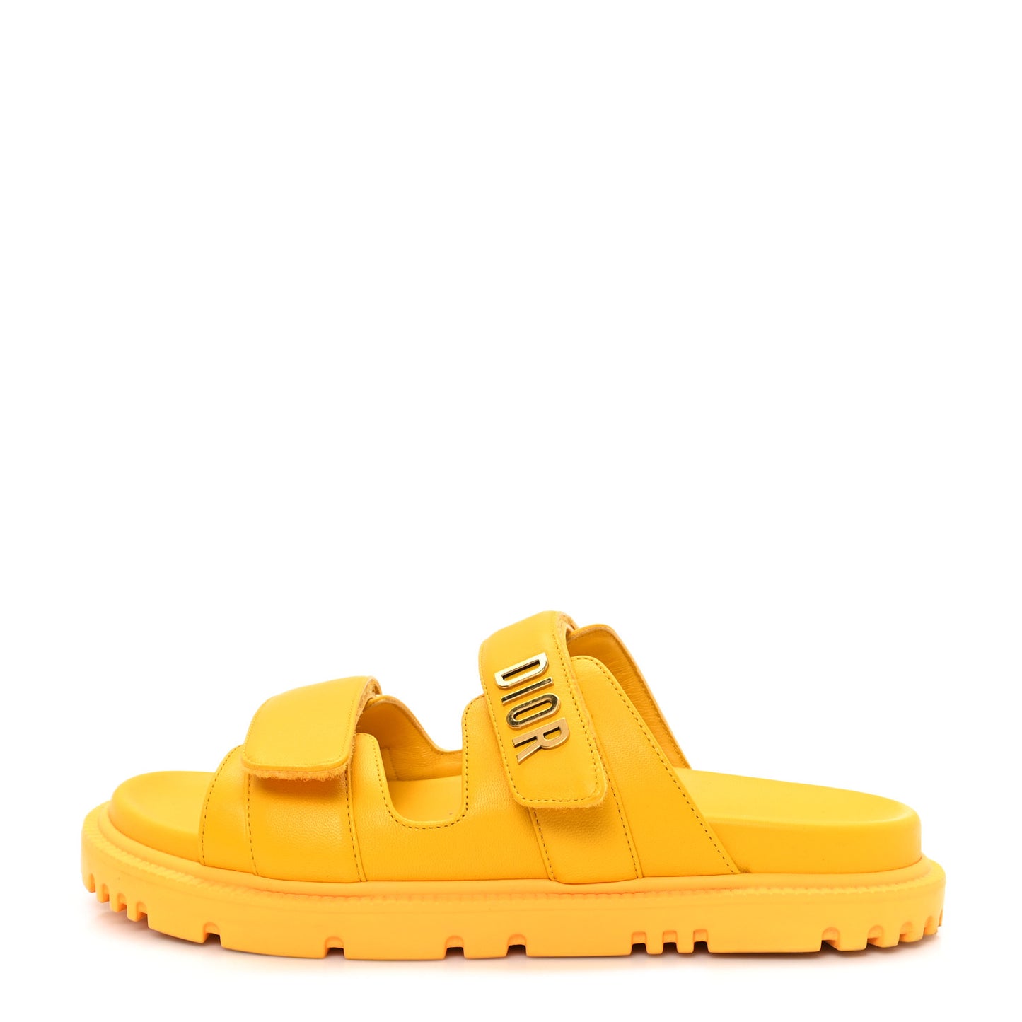 Lambskin Dioract 10mm Slide Sandals 36.5 Amber Yellow