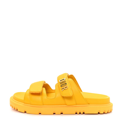 Christian Dior Lambskin Dioract 10mm Slide Sandals 36.5 Amber Yellow 1 of 10