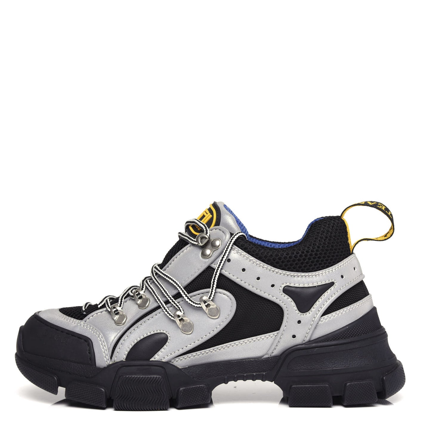 X SEGA Mesh Technical Canvas Calfskin Reflective Mens Flashtrek Sneakers 6 Silver Black