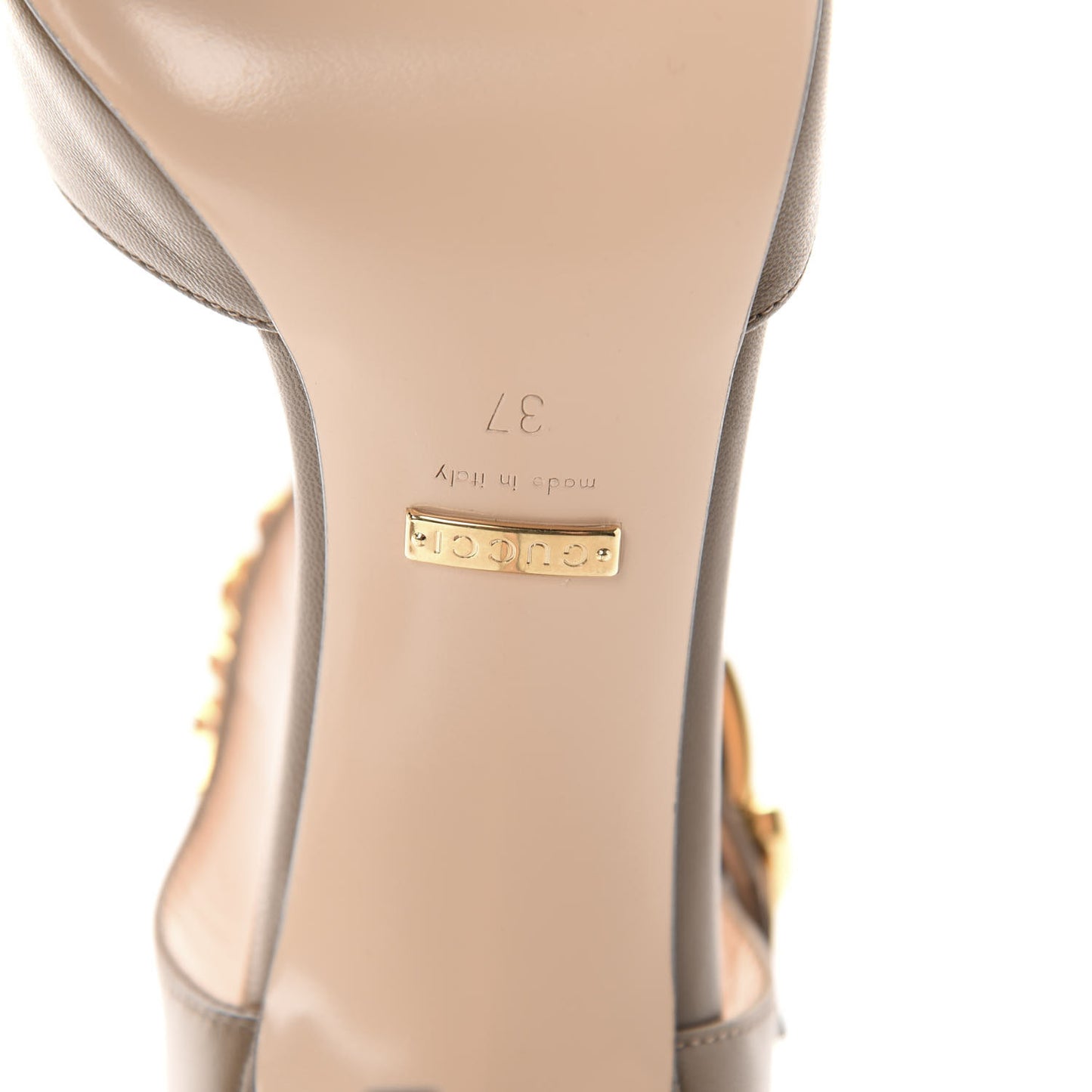 Calfskin Sylvie Chain Ankle Pumps 37 Mud