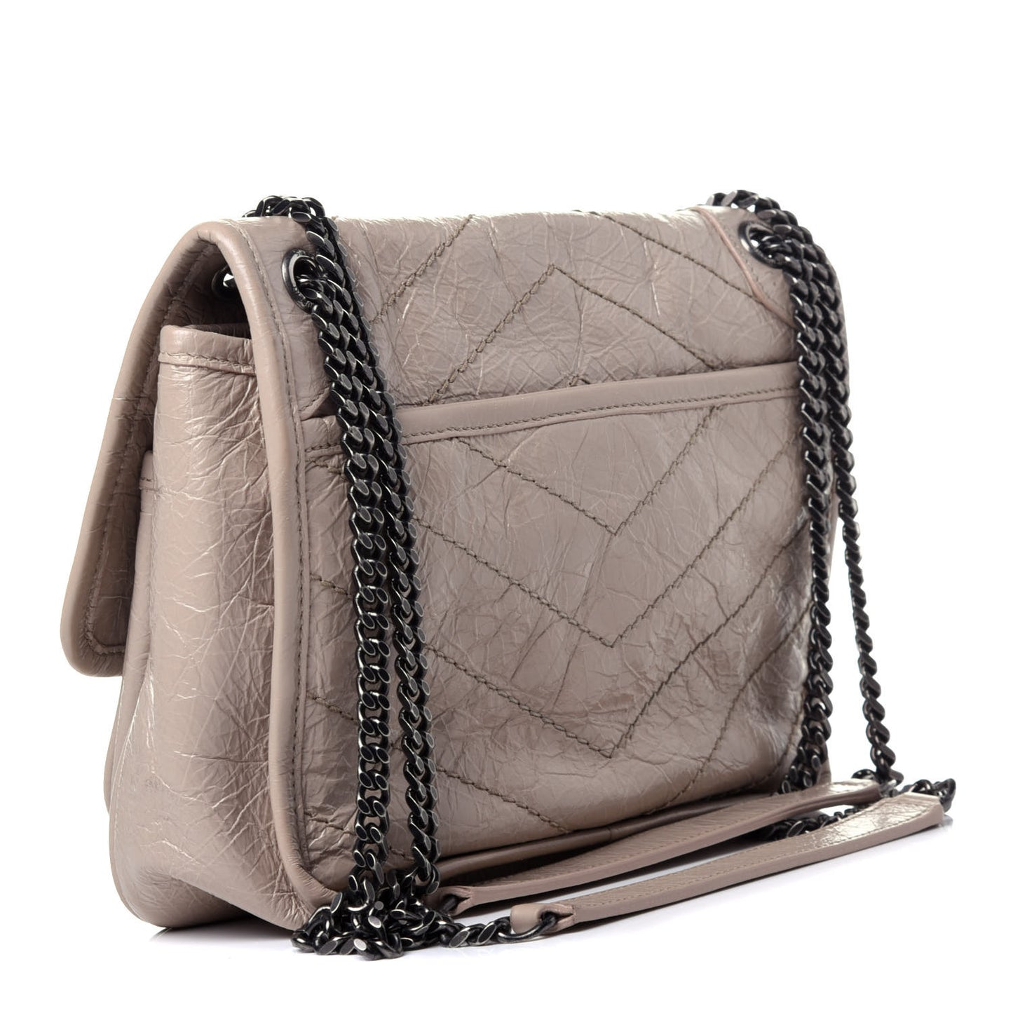 Crinkled Calfskin Matelasse Monogram Baby Niki Chain Satchel Light Natural