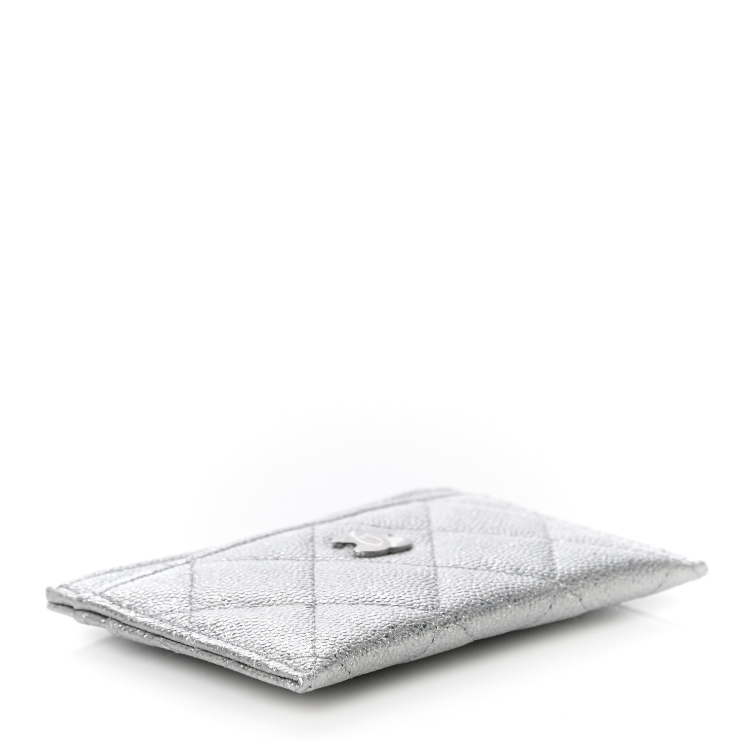 Chanel Metallic Caviar Quilted Card Holder Silver 4 of 12