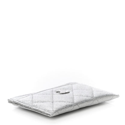 Chanel Metallic Caviar Quilted Card Holder Silver 4 of 12